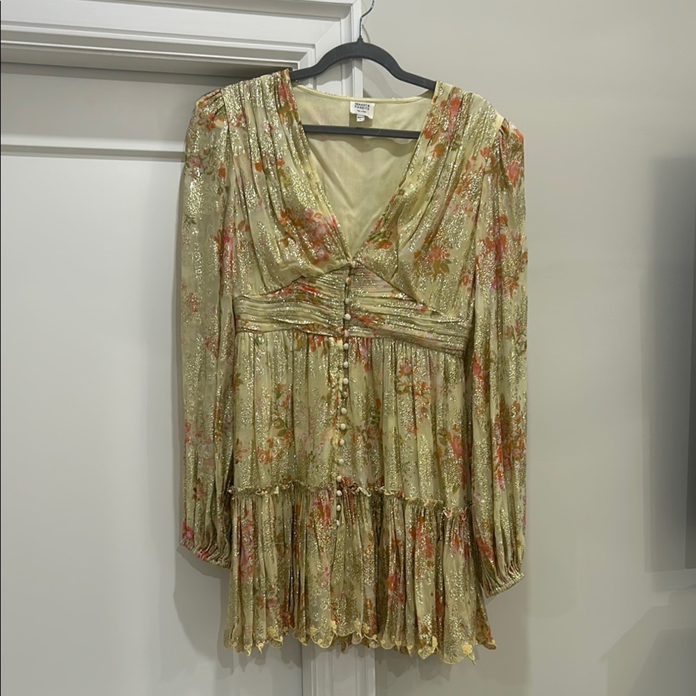 HEMANT & NANDITA Green and Orange Long Sleeve Sundress